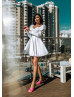 Long Sleeves Satin Ruched Bust Mini Party Dress Long Sleeves Satin Ruched Bust Mini Party Dress